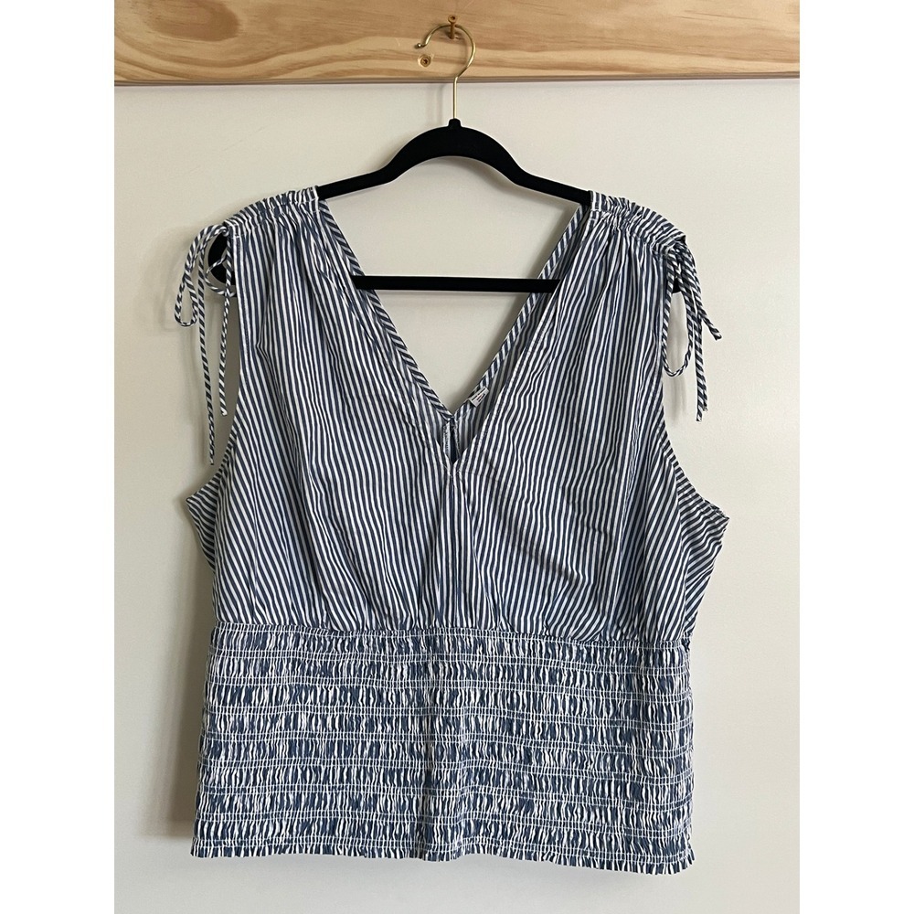 Old Navy Tank Top Blouse V-neck Stripes Stretch Bow Women Size 2X